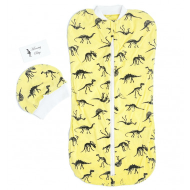 Евро-пеленка кокон на молнии с шапочкой Динозаврики #18