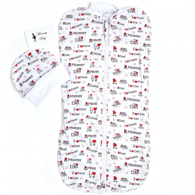 Евро-пеленка кокон на молнии с шапочкой Я люблю Маму и Папу #5