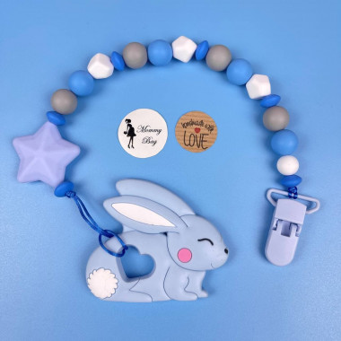 Силиконовый грызунок Mommy Bag Зайчик голубой