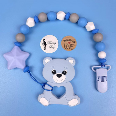 Силиконовый грызунок Mommy Bag Мишка голубой