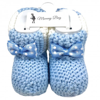 Пинетки-топики для новорожденных 0-12 мес Молочно-голубые