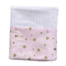 Плед 100х80 см Mommy Bag - №23 Розовый с сердечками (глиттер, белый плюш)