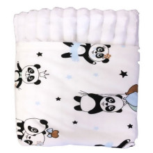 Плед 100х80 см Mommy Bag №34 Панды голубые (белый плюш)