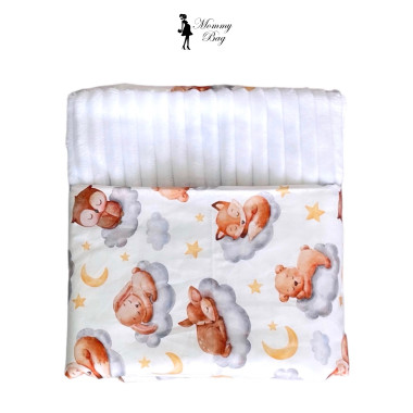 Плед 100х80 см Mommy Bag №25 Спящие зверьки (с белым плюшем)