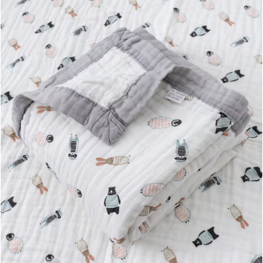 Плед муслиновый 110х110 см Mommy Bag Зверюшки серые