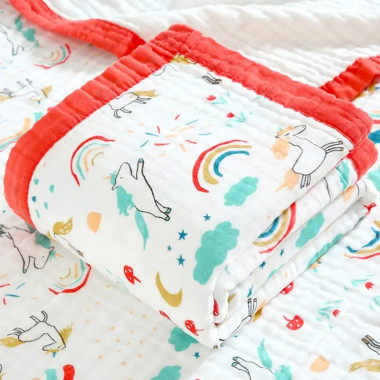 Плед муслиновый 110х110 см Mommy Bag Единорожки