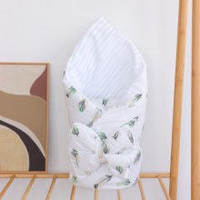 Плед со съемным утеплителем Mommy Bag №23 Перья зеленые + бант на выписку