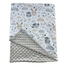 Плед 100х80 см Mommy Bag - №21 Совы и зайчики (серый плюш)