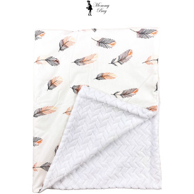 Плед 100х80 см Mommy Bag №27 Перья розовые