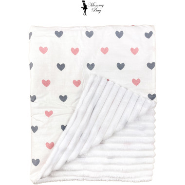 Плед 100х80 см Mommy Bag №6 Сердечки розово-серые