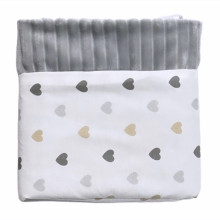 Плед 100х80 см Mommy Bag №29 Сердечки серо-золотые (серый плюш)