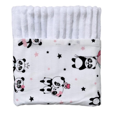 Плед 100х80 см Mommy Bag №33 Панды розовые (белый плюш)