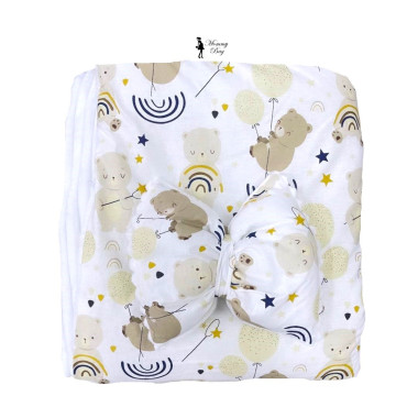 Плед со съемным утеплителем Mommy Bag №11 Мишка с радугой + бант на выписку