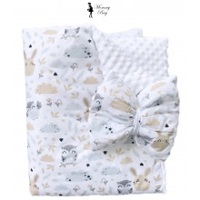 Плед со съемным утеплителем Mommy Bag №17 Совы и зайчики + бант на выписку