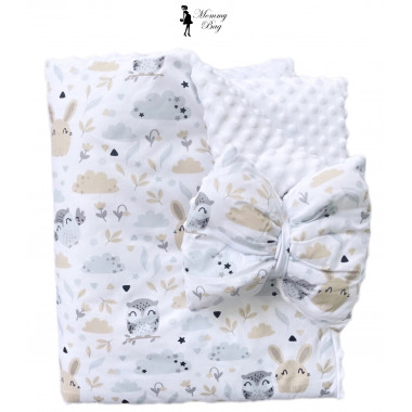 Плед со съемным утеплителем Mommy Bag №17 Совы и зайчики + бант на выписку