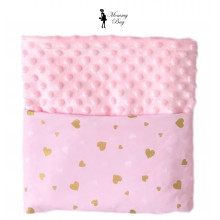 Плед 100х80 см Mommy Bag - №16 Розовый с сердечками (глиттер, розовый плюш)