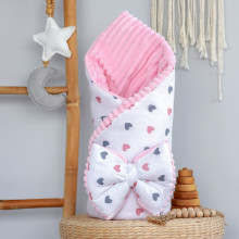 Плед со съемным утеплителем Mommy Bag №28 Сердечки розовато-серые (розовый плюш) + бант на выписку Плед со съемным утеплителем Mommy Bag №28 Сердечки розовато-серые (розовый плюш) + бант на выписку