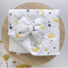 Плед со съемным утеплителем Mommy Bag №19 Луна со звездочками + бант на выписку
