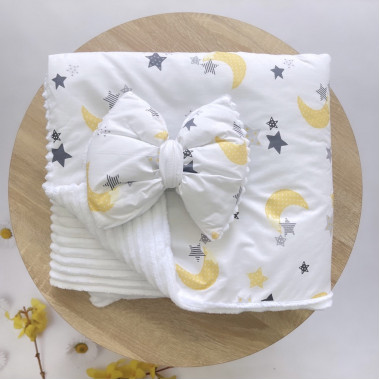 Плед со съемным утеплителем Mommy Bag №19 Луна со звездочками + бант на выписку