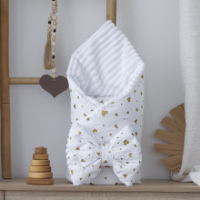 Плед со съемным утеплителем Mommy Bag №27 Белый с золотыми сердечками + бант на выписку Плед со съемным утеплителем Mommy Bag №27 Белый с золотыми сердечками + бант на выписку