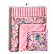 Плед с плюшем Единороги №1