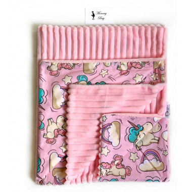 Плед с плюшем Единороги №1