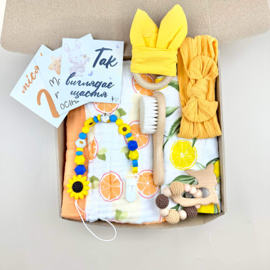 Подарочный набор “Привет Мир” с пледом №4 новорожденному на выписку