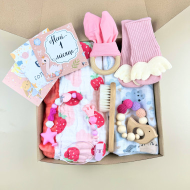Подарочный набор “Привет Мир” с пледом №2 новорожденному на выписку