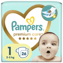 Подгузники Pampers Premium Care – 1 New Born (2 – 5 кг) 26 шт.