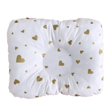 Ортопедическая подушка для новорожденных Белая с сердечками (глиттер) №30