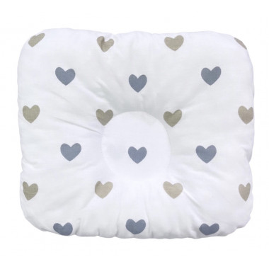 Ортопедическая подушка для новорожденных Сердечки серо-золотые №3