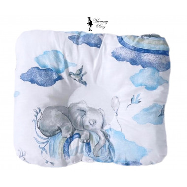 Ортопедическая подушка для новорожденных Слоники голубые №14