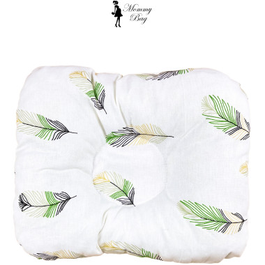 Ортопедическая подушка для новорожденных Перья зеленые №7
