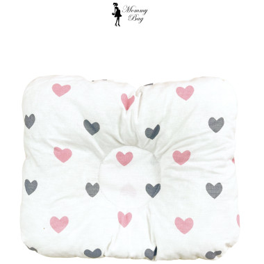 Ортопедическая подушка для новорожденных Сердечки розово-серые №6