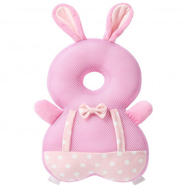 Защитная подушка Зайка для головы и спины малыша (розовая)