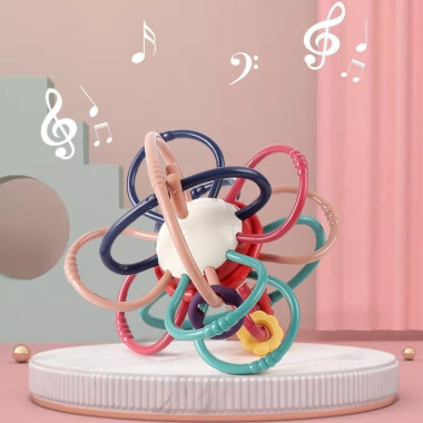 Погремушка, грызунок-прорезыватель сенсорный силиконовый Mommy Bag Space Разноцветный