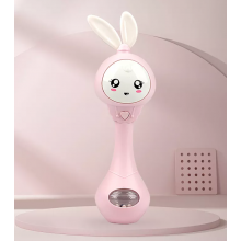 Игрушка-погремушка музыкальная развивающая Зайка Розовый