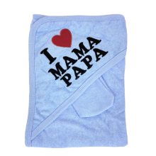 Полотенце махровое с капюшоном RoyalBaby 90*85 см I Love Daddy & Mummy Голубой+ перчатка Полотенце махровое с капюшоном RoyalBaby 90*85 см I Love Daddy & Mummy Голубой+ перчатка