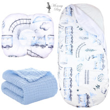 Набор 3в1 в КОЛЯСКУ RoyalBaby №4 Паравозики с муслиновым пледом Набор 3в1 в КОЛЯСКУ RoyalBaby №4 Паравозики с муслиновым пледом