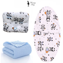 Набор 3в1 в КОЛЯСКУ RoyalBaby №41 Панды голубые с муслиновым пледом Набор 3в1 в КОЛЯСКУ RoyalBaby №41 Панды голубые с муслиновым пледом