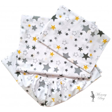 Комплект детского постельного белья Mommy Bag 3в1 Звездочки желто-серые