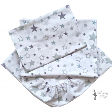 Комплект детского постельного белья Mommy Bag 3в1 Звездочки серые