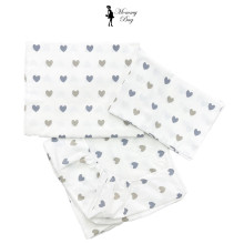 Комплект детского постельного белья 3в1 Mommy Bag №3 Сердечки серо-золотые