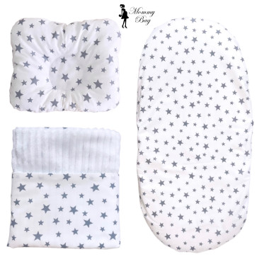 Набор 3в1 в КОЛЯСКУ RoyalBaby №20 Серые звездочки с пледом