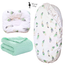 Набор 3в1 в КОЛЯСКУ RoyalBaby №5 Перья зеленые с муслиновым пледом Набор 3в1 в КОЛЯСКУ RoyalBaby №5 Перья зеленые с муслиновым пледом