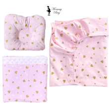 Набор 3в1 в детскую кроватку RoyalBaby №26 Розовый с сердечками (глиттер) с пледом Набор 3в1 в детскую кроватку RoyalBaby №26 Розовый с сердечками (глиттер) с пледом