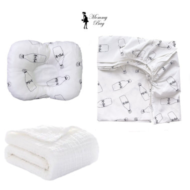 Набор 3в1 в детскую кроватку RoyalBaby №41 Молоко Milk с муслиновым пледом