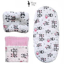 Набор 3в1 в КОЛЯСКУ RoyalBaby №40 Панды розовые (розовый плюш)