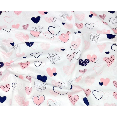 Простыня в стандартную кроватку 120*60 см №10 Розовые сердечки