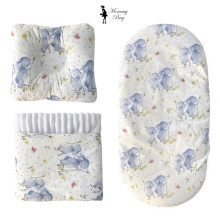 Набор 3в1 в КОЛЯСКУ RoyalBab №36 Зайчики голубые с пледом (с белым плюшем) Набор 3в1 в КОЛЯСКУ RoyalBab №36 Зайчики голубые с пледом (с белым плюшем)